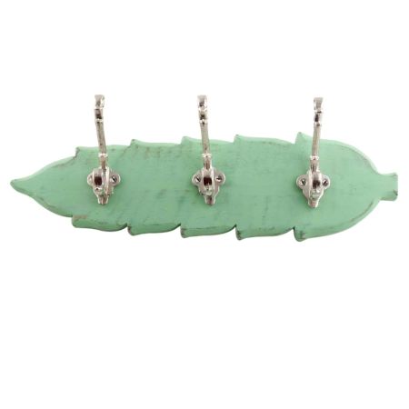 Green Silver Small Wall Wooden Iron Hooks